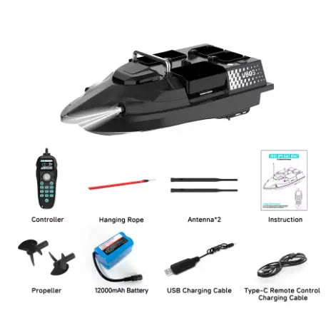 Лодка За Захранка Flytec V803 GPS 200 Точки 500 м Обхват 4 Изхвърлящи Коша