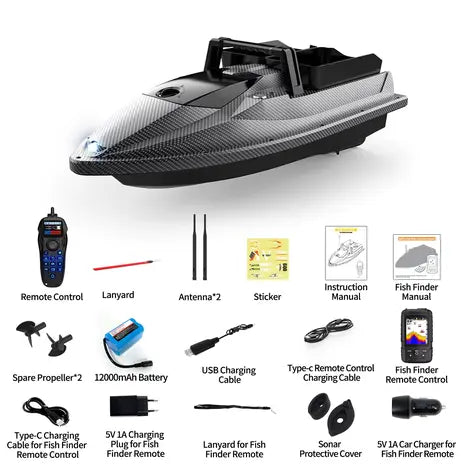 Лодка за захранка Flytec V600 PRO GPS с Вграден Сонар Lucky 718LIC-WL – 500м Обхват 200 Точки