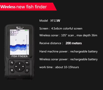 Безжичен риболовен сонар XF11W – обхват 200 м и LCD дисплей